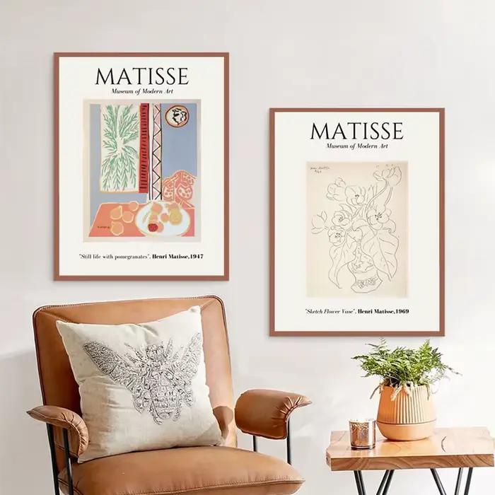 Peinture sur toile abstraite avec ligne d'henry Matisse, minimaliste, affiche Vintage, images murales pour décoration de maison