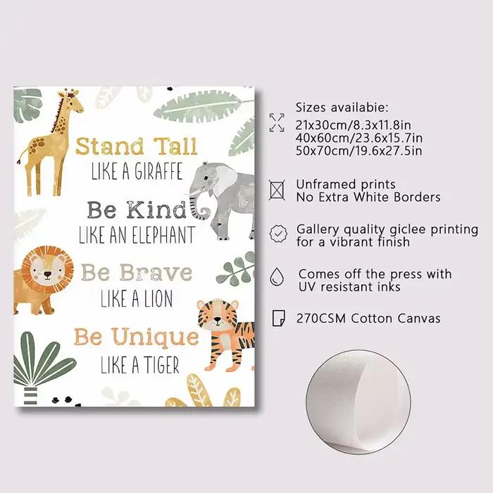 Affiche sur toile avec animaux de la jungle