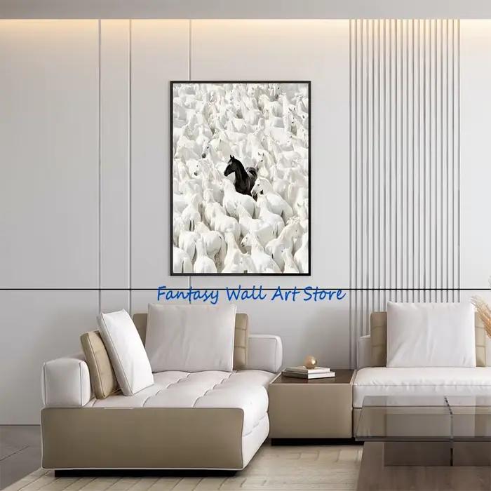 Photos de chevaux noirs, art mural vintage de luxe, impression photo d'équitation, poster sur toile, peinture murale, décoration intérieure