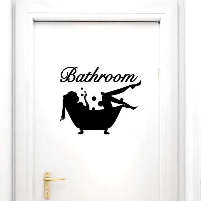 Autocollant Mural en vinyle pour salle de bain avec lettres amovibles