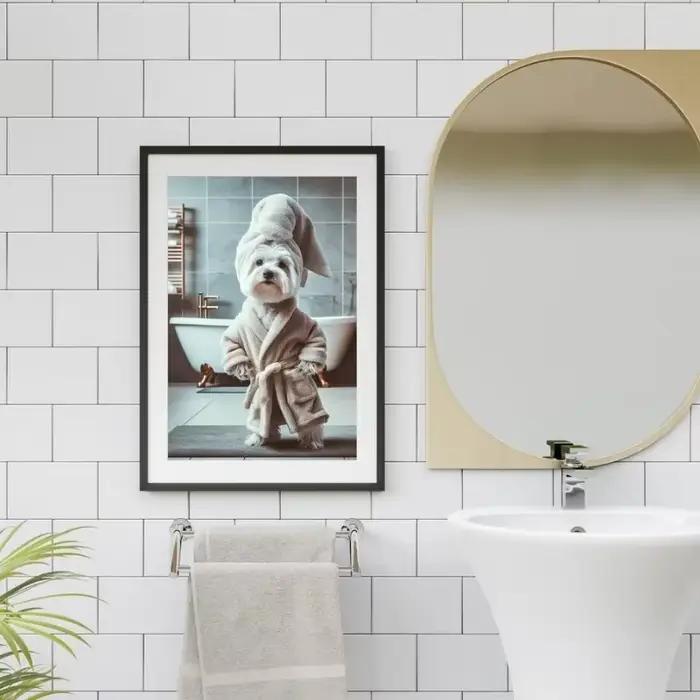 Affiche de journaux de lecture d'animaux assis sur la toilettes