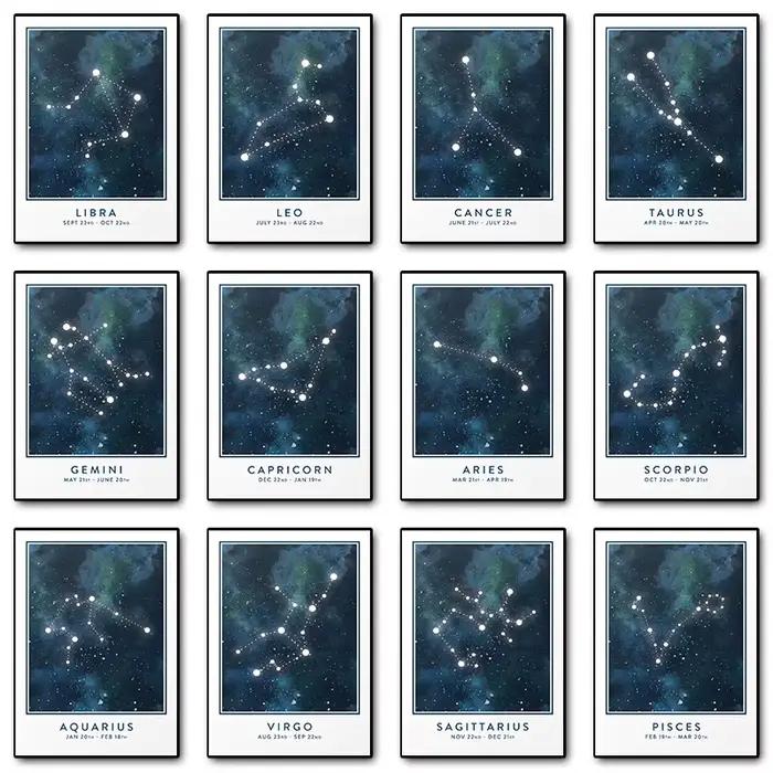 Affiche murale avec signe d'étoile d'astrologie