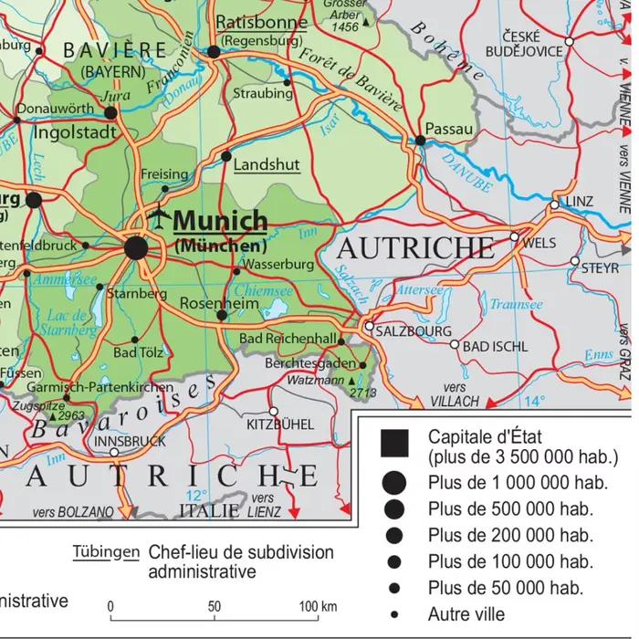 Affiche d'art mural de carte politique allemande