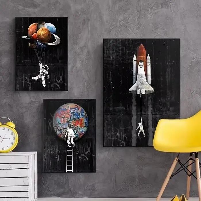 Toile de peinture à l'huile d'astronaute