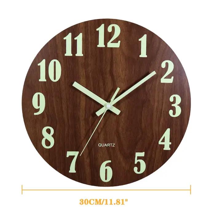 Horloge murale lumineuse en bois de 12 pouces