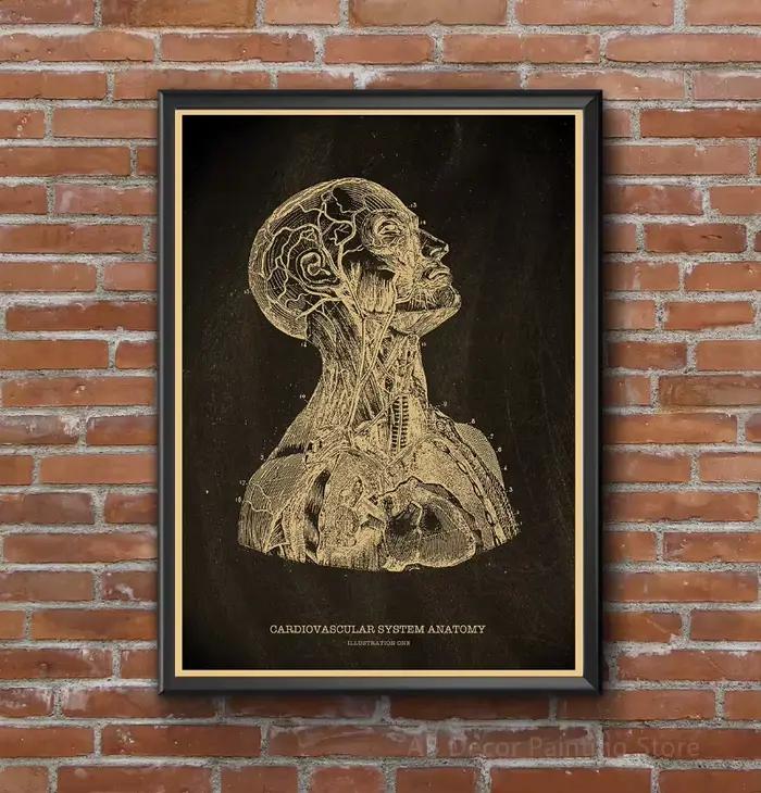 Affiches nostalgiques, tableau d'anatomie, imprimés, parties du corps, cœur, main, pied, dessin, Vintage, décoration murale pour salle de maison, peinture