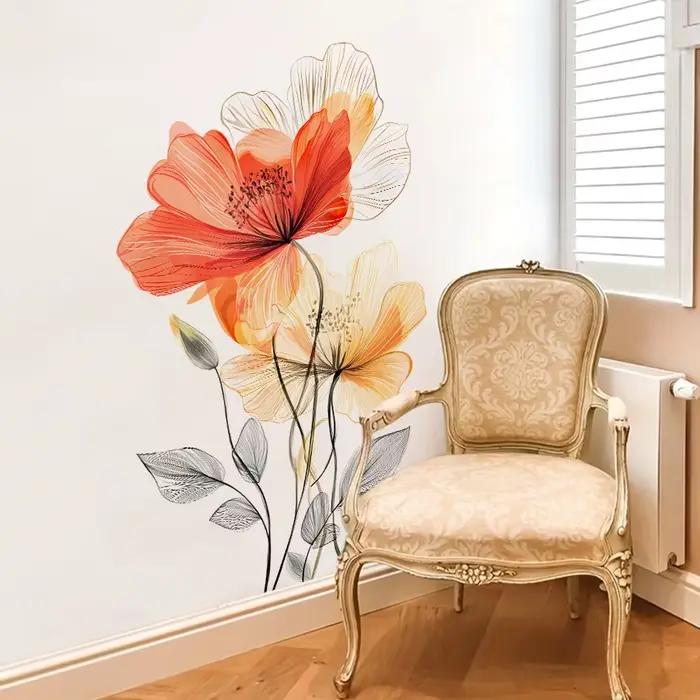 Autocollant mural fleur aquarelle