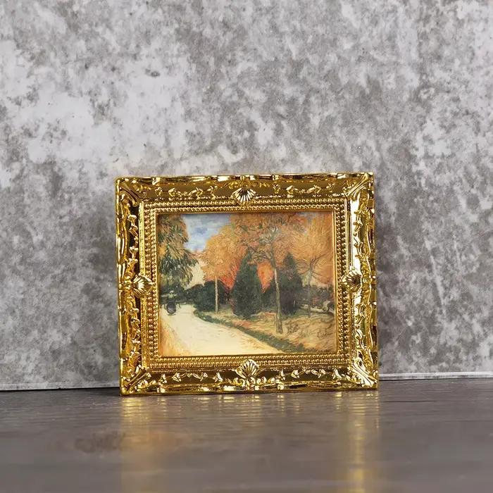 Miniature peinture à l'huile vintage