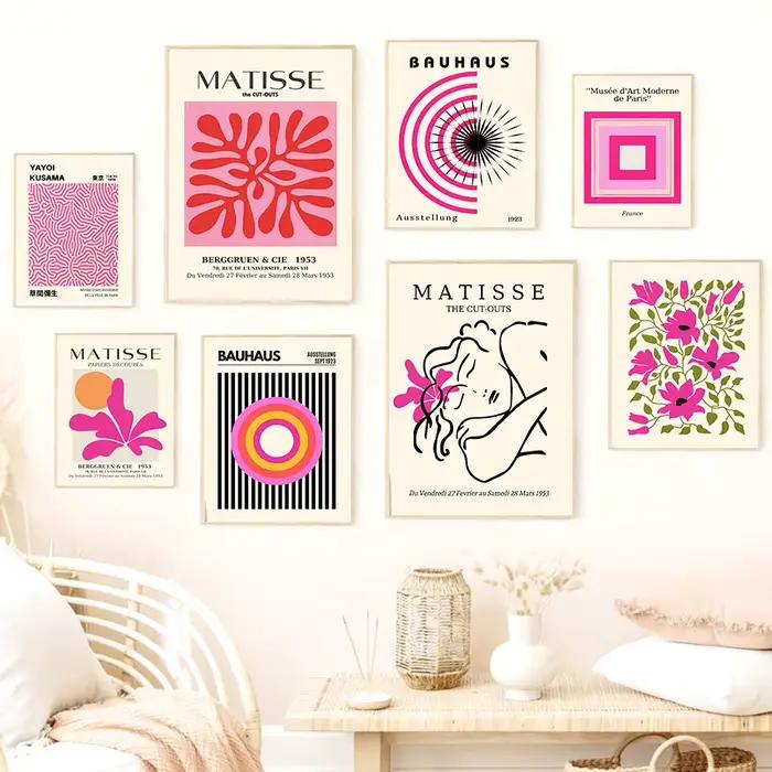Toile d'art mural rose Matisse Bauhaus pour fille