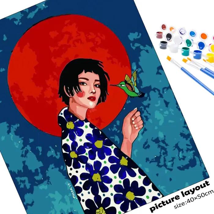 Peinture par numéros fille huile bricolage cadre coloriage par numéro Portrait photo décoration de la maison dessin sur toile Kits peints à la main