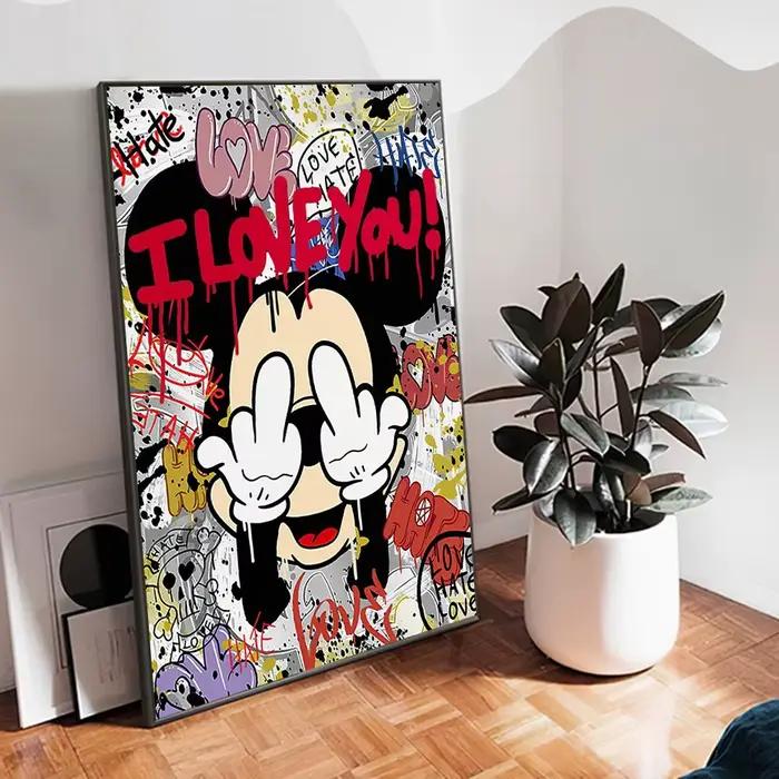 Affiche d'art de rue Disney Banksy Graffiti Pop Art Mickey Mouse et Donald Duck