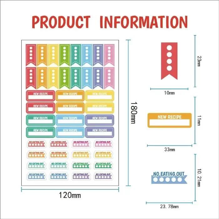 Autocollants de planification des aliments, papeterie de décoration, livre, nourriture quotidienne et Shopping pour plans, calendriers, Journal