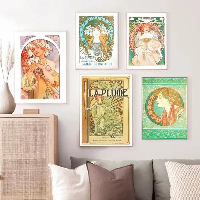 Alphonse Mucha – peinture sur toile Vintage pour femme