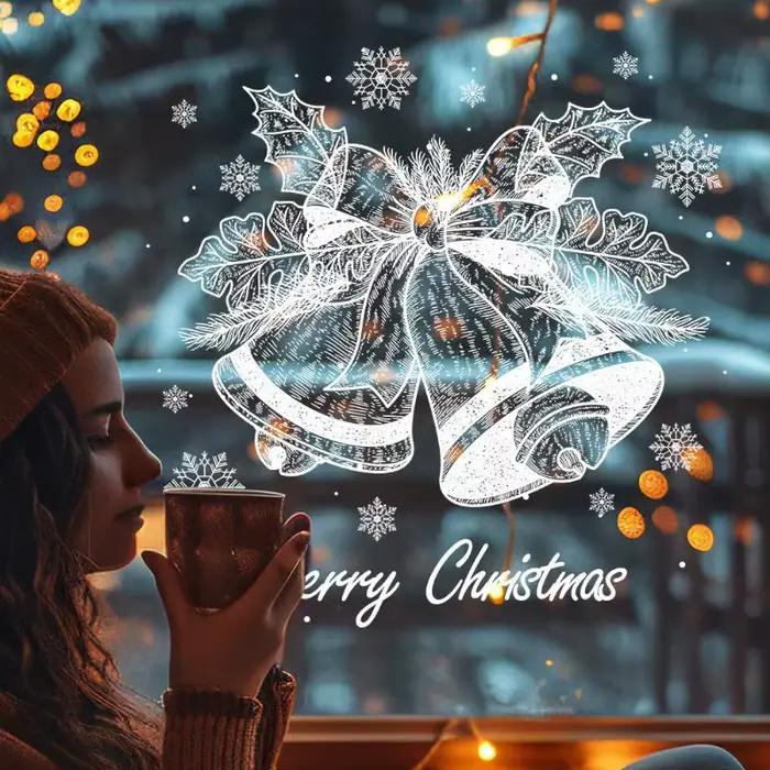 Autocollant flocon de neige cloche blanche de noël