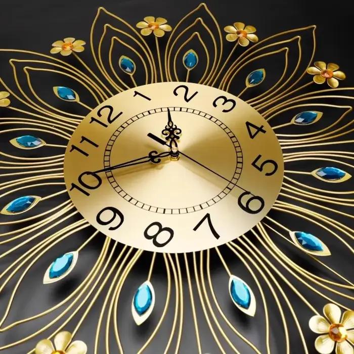 Horloge murale de luxe moderne en or Vintage