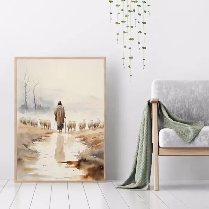 Affiche d'art de jésus marche sur l'eau