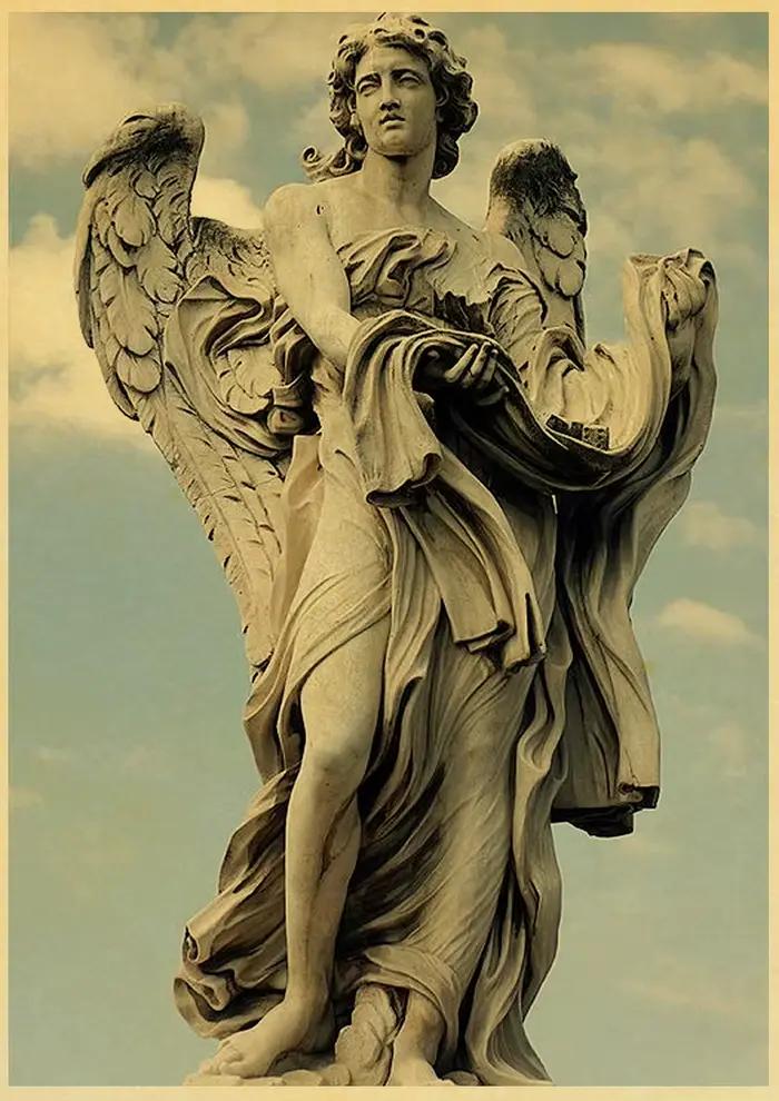Affiche de Sculpture Rétro Imprimée et Peinture Murale Sans Cadre