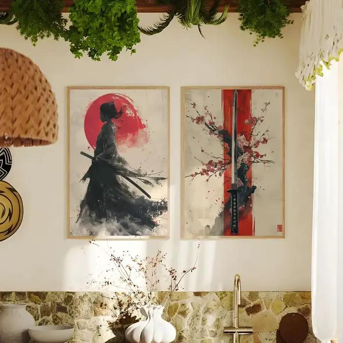 Peinture de géisha de samouraï japonais
