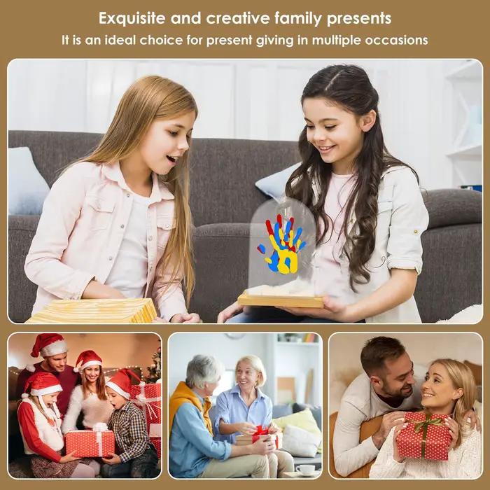 Kit d'empreintes de mains familial créatif, bricolage, décoratif personnalisé pour bébé animal de compagnie, cadre Photo, ornements de bureau, cadeau de noël en famille