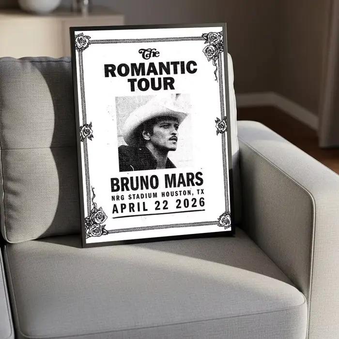 Affiche Murale Moderne sur Toile avec Peinture Calligraphique du Rappeur B-Bruno Mars