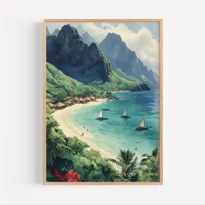 Toile de peinture à l'aquarelle Lombok