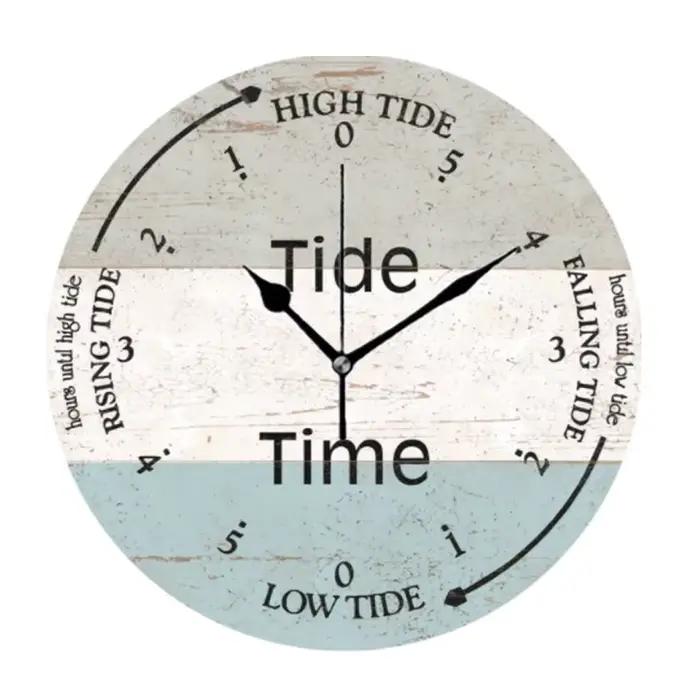 Horloges murales décoratives rustiques Beach Ocean Tide Time