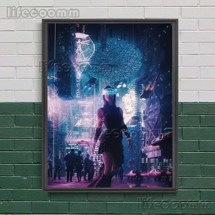 Affiche et imprimés d'art néon Punk de Science-Fiction future