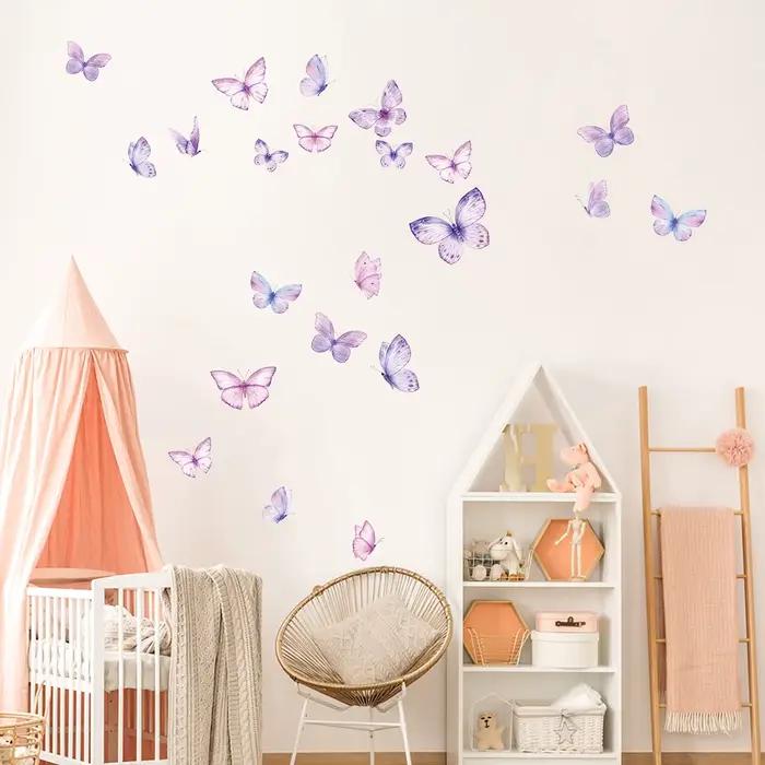 Autocollants muraux romantiques en forme de papillon