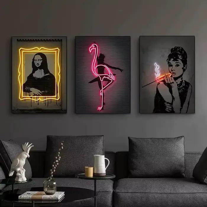 Affiche d'art néon parrain Hepburn Mona Lisa Alec