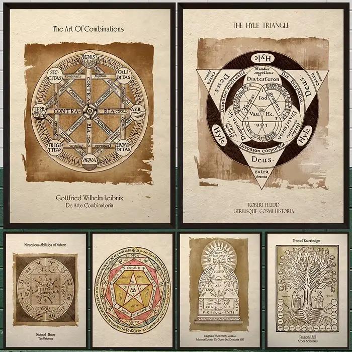 Diagramme cosmique Design alchimiste Illustration Art affiche impression