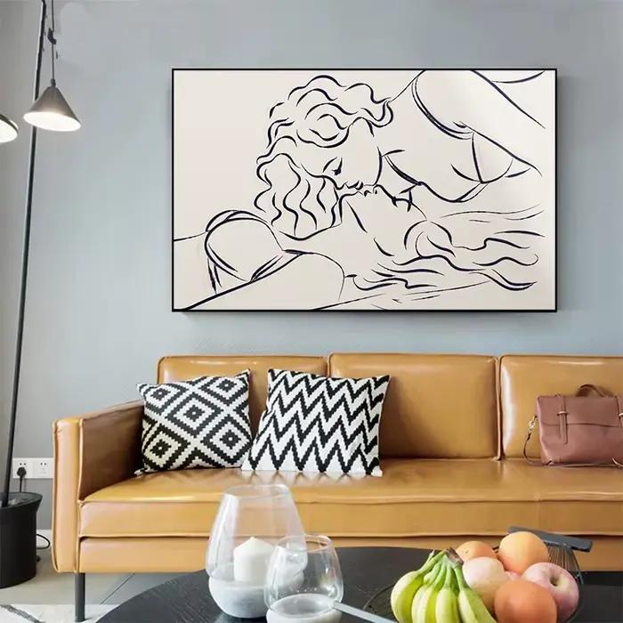 Affiche sur toile de peinture de ligne lesbienne
