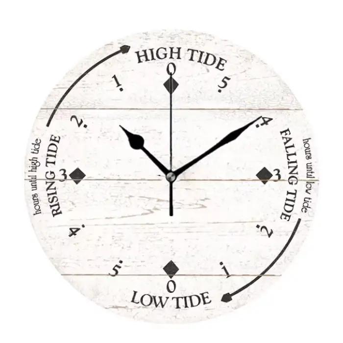 Horloges murales décoratives rustiques Beach Ocean Tide Time