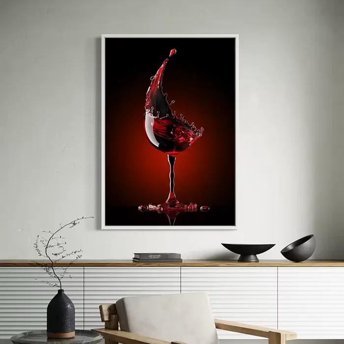 Affiche de verre à vin rouge, peinture sur toile imprimée, tableau d'art mural de cuisine moderne pour salle à manger, Bar, décoration de maison Cuadros