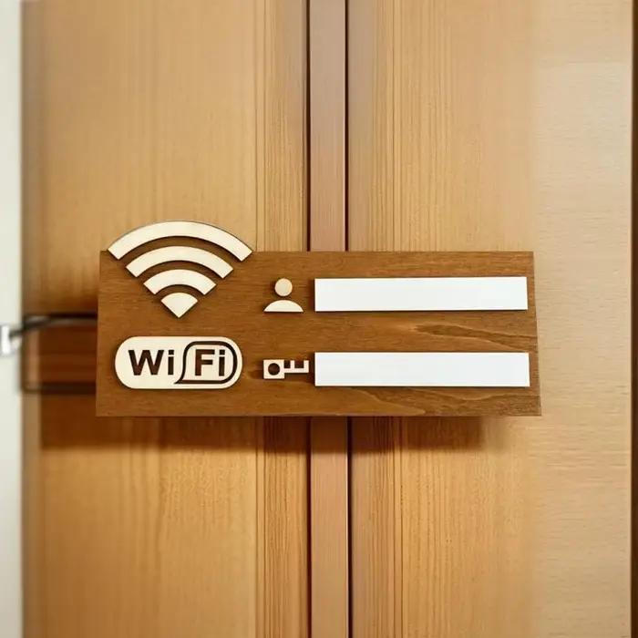 1 plaque rustique en bois pour mot de passe Wi-Fi, indicateur de réseau sans fil mural vintage, accessoire de décoration polyvalent pour la maison