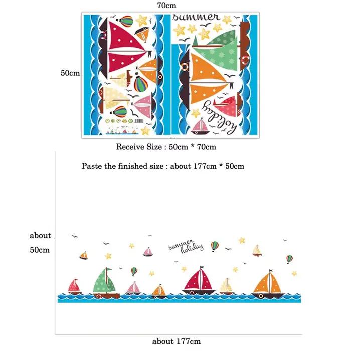 Autocollants muraux de bateau à voile sur la mer