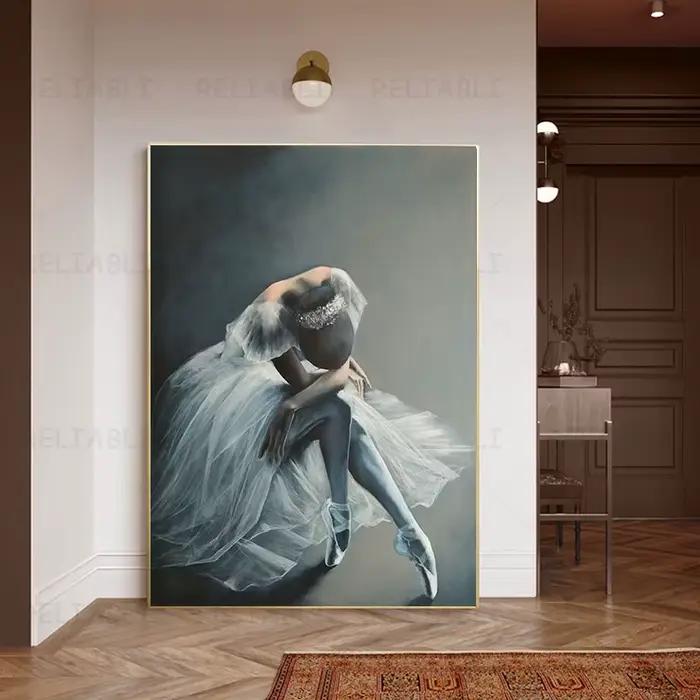 Peinture à l'huile de ballerine Vintage imprimée sur toile