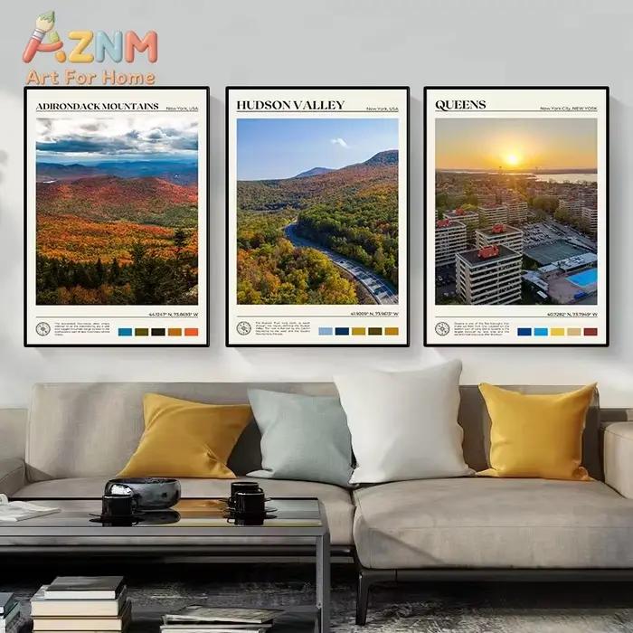 Affiche photo réelle de paysage de la ville de New York aux États-Unis