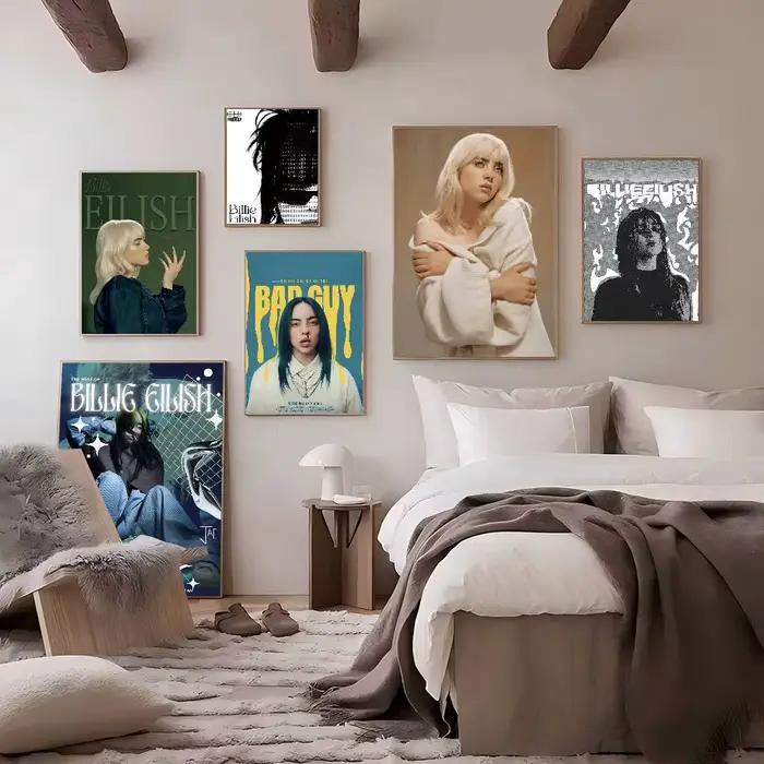 B-Billie E-Eilish – affiches collantes de film de chanteur chaud, décor Vintage pour chambre, maison, Bar, café, décoration murale de salle