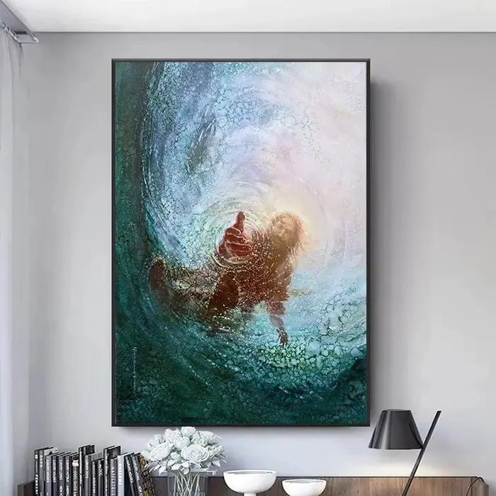 Peinture sur toile décorative de Jésus la main de Dieu