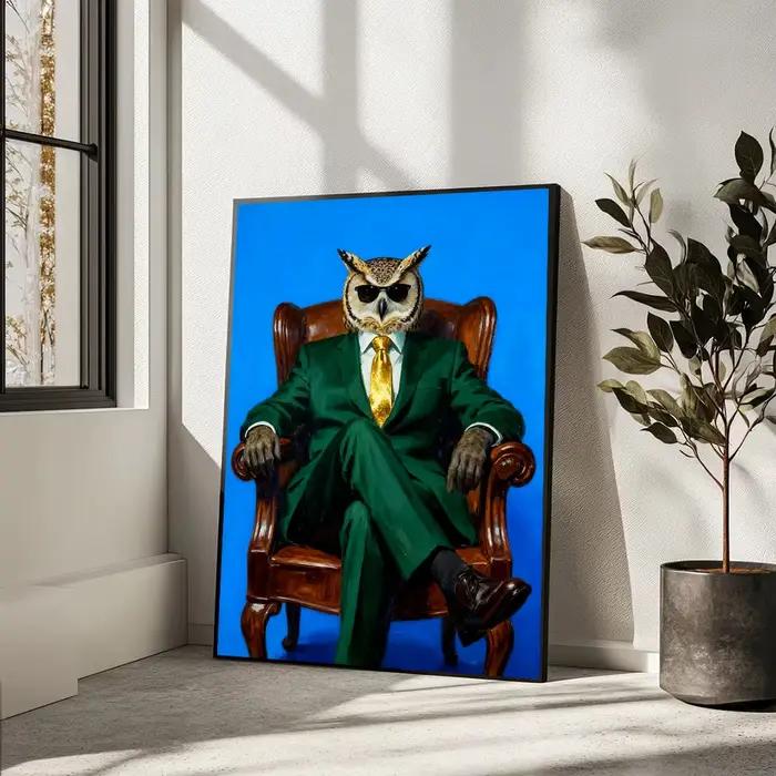 Animaux modernes en costumes Art mural élégant roi Lion Panda tigre léopard patron affiche impression gorille éléphant toile peinture décor