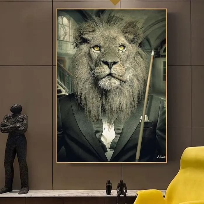 Toile imprimée Lion dans un costume