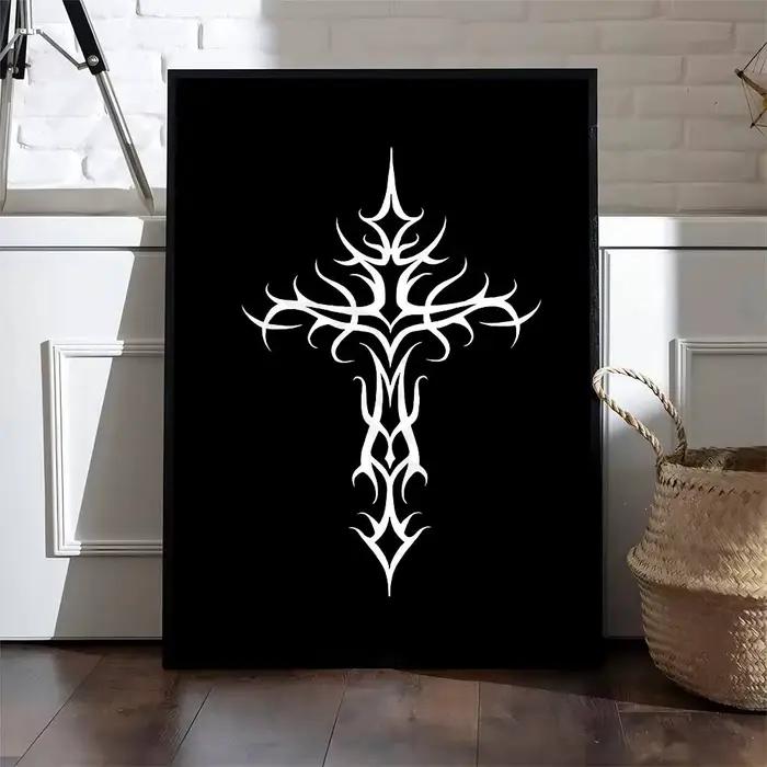 Affiche murale autocollante HD Cyber Sigil Cross Goth, nouvelle collection, décoration esthétique imperméable pour la maison, le salon ou le bar