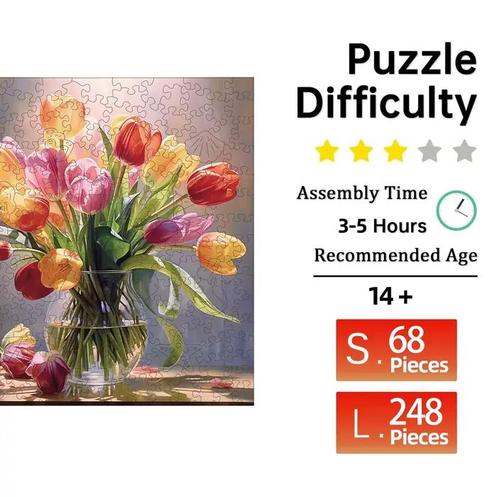 Puzzle en bois de fleurs colorées