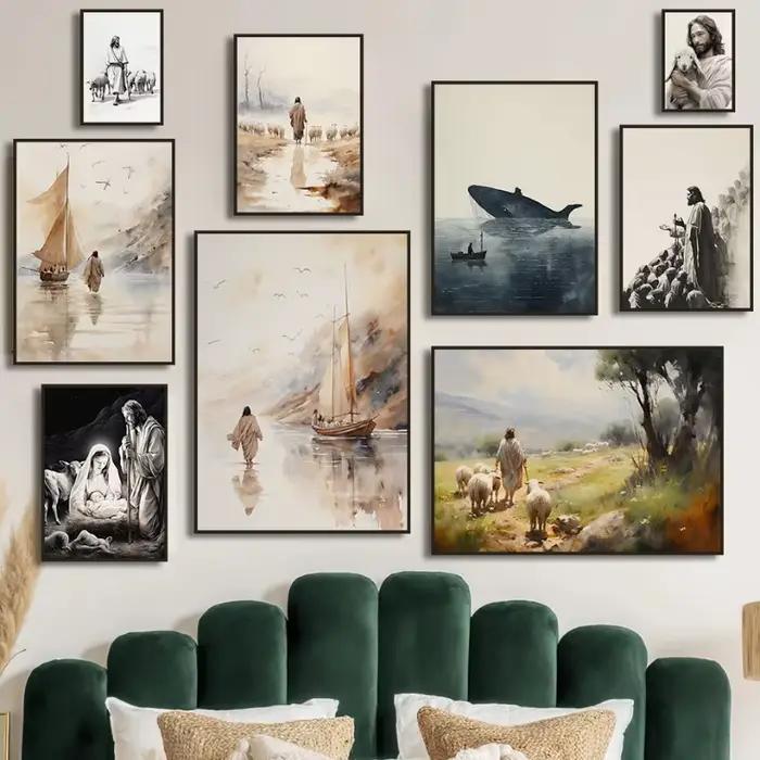Affiche d'art de jésus marche sur l'eau