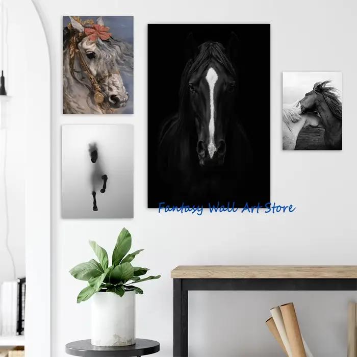Photos de chevaux noirs, art mural vintage de luxe, impression photo d'équitation, poster sur toile, peinture murale, décoration intérieure