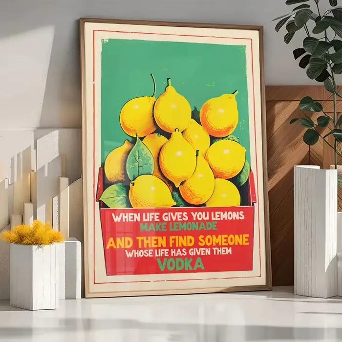 Affiche de poisson de homard de sardine colorée abstraite