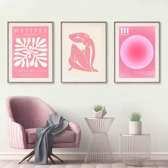 Affiches sur toile de Matisse pour décor de salon, peinture murale, galerie, impressions d'art, femme, cuir chevelu, fleur, clics, ange, numéro, rose