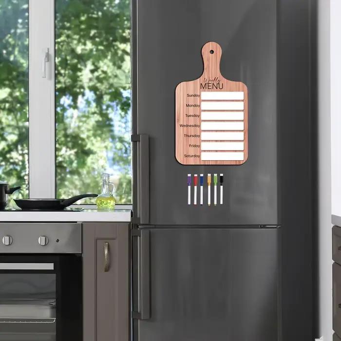 Tableau d'affichage de cuisine magnétique pour réfrigérateur, planificateur de repas en bois avec stylo, panneau de Menu alimentaire hebdomadaire, tableau de planification des aliments pour la maison