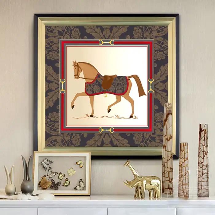 Peinture sur toile de cheval de cour abstraite moderne, art mural, affiches d'animaux de luxe, impressions pour décor de salon