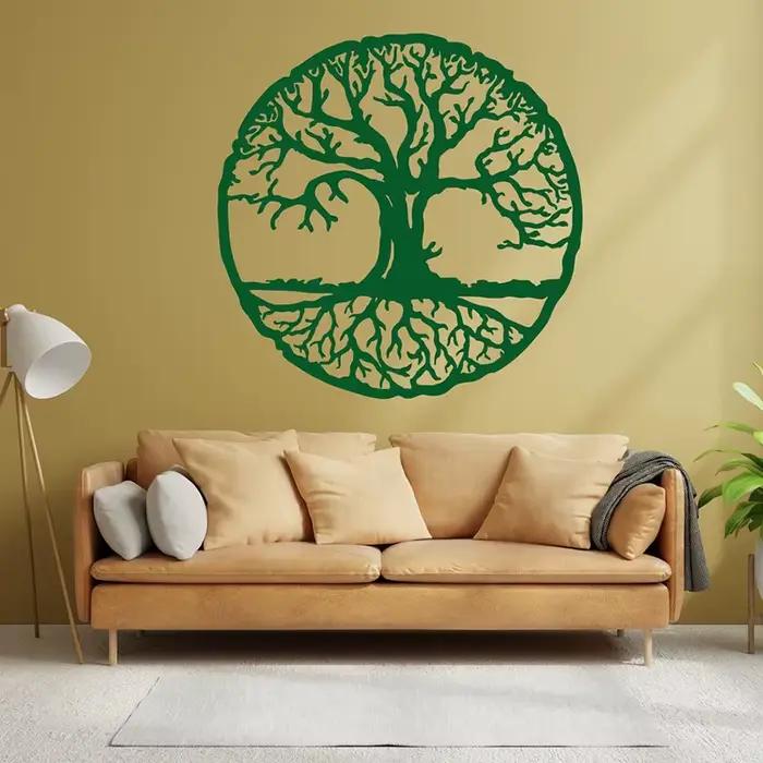 Grand autocollant mural arbre de vie rond